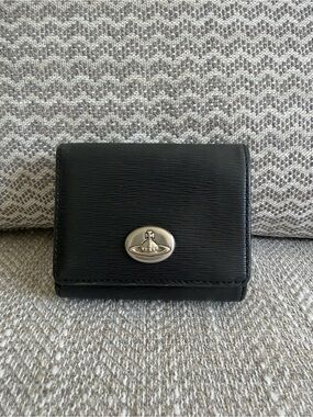 Vivienne Westwood Black Epi Leather Orb Compact Trifold Wallet